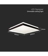 48W LED designer loftslampe, dæmpbar - 4000K, IP44, sort, firkantet