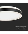24W LED designer loftslampe - Ø45cm, 2500lm, sort, rund, 4000K, IP20