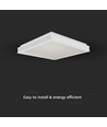 24W LED Designer loftslampe, kvadratisk - 400x400mm, 2450lm, hvid kant, 4000K, IP20 indendørs