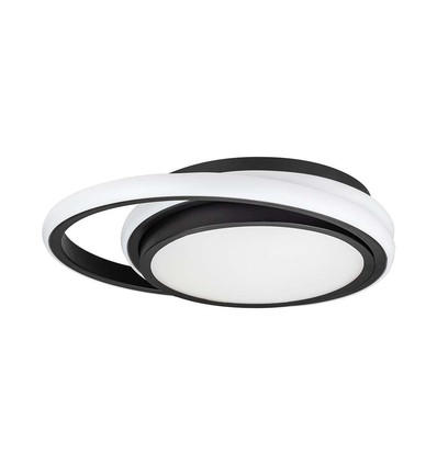 24W LED Designer Lys - 4000K, Sort, Dobbelt, Rund