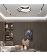 24W LED designer loftlampe - Ø31cm, 4000K, sort, dobbelt cirkel design, IP20