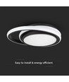 24W LED designer loftlampe - Ø31cm, 4000K, sort, dobbelt cirkel design, IP20