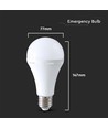 E27 12W LED pære med nødlys - A80, 4000K, 3,5-4,5 timers batteritid, genopladelig