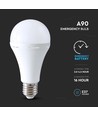 A90 nødplastlampe 15W E27 - med batteri (3 timer), 4000K