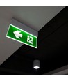Nødbelysning 4i1 ophæng - EXIT skilt, selvtest-knap, væg/loft/wireophæng, 6000K