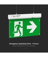 Nødbelysning 4i1 ophæng - EXIT skilt, selvtest-knap, væg/loft/wireophæng, 6000K