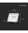 50W LED projektør med Samsung Chip - 100lm/W, IP65, grå krop, 6500K, udendørs