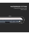 120cm 36W vandtæt komplet LED armatur med sensor - 120lm/W, IP65, 6500K, kold hvid