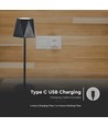 1,5W genopladelig LED bordlampe, sort - 150lm, 3-i-1 CCT, touch dæmpbar, 5V, inkl. batteri