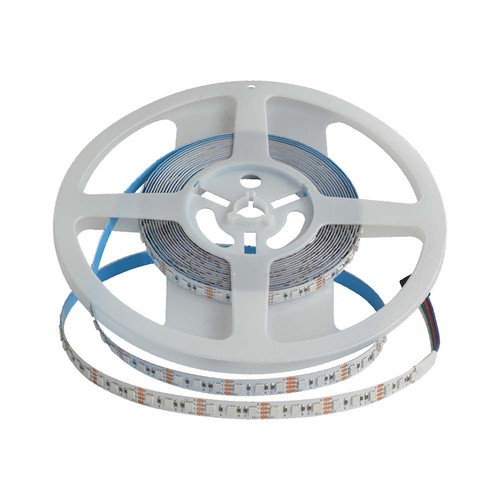 120 LED Stribelys 12W - RGB, IP20, 24V, 8mm, Hvid Dobbelt PCB, 5m/Rulle