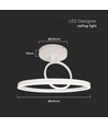 37W LED metal loftslampe, hvid - Ø50cm, 4000lm, 4000K, dobbelt rund design