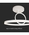 37W LED metal loftslampe, hvid - Ø50cm, 4000lm, 4000K, dobbelt rund design