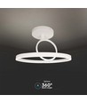 37W LED metal loftslampe, hvid - Ø50cm, 4000lm, 4000K, dobbelt rund design