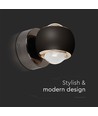 10W LED væglampe - Sort, 3000K, 13,5x10 cm, indendørs, inkl. lyskilde