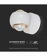 10W LED væglampe med op/ned lys - Hvid, 3000K, 13,5x10 cm, IP44, inkl. lyskilde