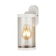 E27 væglampe - Mat hvid, klart glas, 93x116x234 mm, uden lyskilde