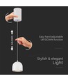 LED Hængelampe - Ø100 Justerbar Wire, Berøringskontakt Tænd/Sluk, 3000K, Lysegrå Hus