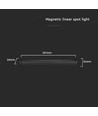 22W LED Ultra Tynd Magnetisk Skinnespot - Grille Lys, 3000K, Sort Hus