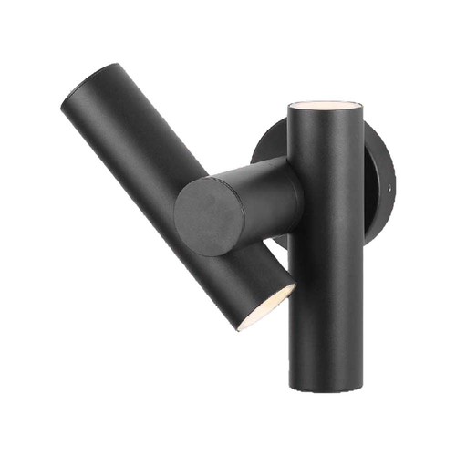 6W 2-vejs spot væglampe - IP44, sort, 3000K, 90 grader, justerbar, inkl. lyskilde