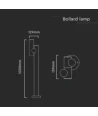 Pullert havebelysning - LED modul, 600lm, 3000K, hvid hus, IP44, (129x159x1000mm)