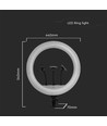 LED Ring light med stativ - 55W, Ø44cm, 3 telefonholdere, fjernbetjening, 3200K-5800K