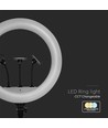 LED Ring light med stativ - 55W, Ø44cm, 3 telefonholdere, fjernbetjening, 3200K-5800K