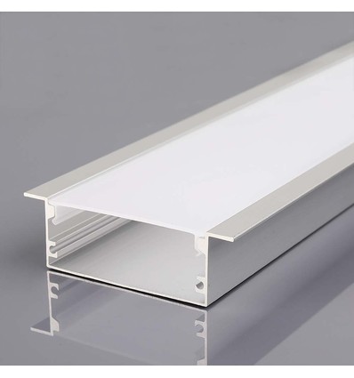 Monteringssæt til LED strip - Diffuser, 2000x50x20mm, Sølv Hus