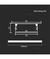 Monteringssæt til LED strip - Diffuser, 2000x50x20mm, Sølv Hus
