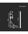 Monteringssæt LED-strips - 2000x60x36mm, Sølv Hus, Diffuser