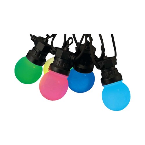 7m LED lyskæde med 15 RGB pærer - 0.5W/pære, styres via medfølgende fjernbetjening