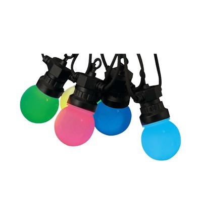 7m LED lyskæde med 15 RGB pærer - 0.5W/pære, styres via medfølgende fjernbetjening