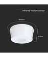 Bevægelsessensor 360° PIR, 1000W - Påmontering, rækkevidde op til 30m, IP20 indendørs, hvid