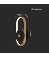 15W Udendørs Væglampe - 33x15x4.4mm, 3000K, Sort+Antik Messing, IP54
