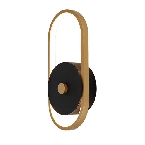 15W LED udendørs væglampe - IP54, 1650lm, sort/messing, 4000K, 350° lysspredning