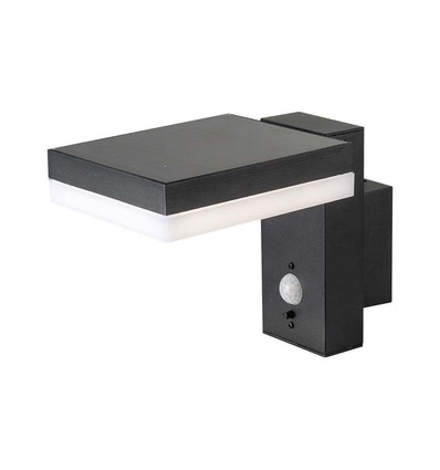 2W LED Solar Væglampe - PIR Sensor, 3000K, Firkantet, IP54