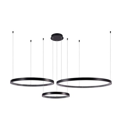 57W LED hængelampe - (40x60x80cm), 4000K, krystal akryl inde, sort hus