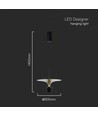 9W LED hængelampe - 30x320x100cm, 3000K, sort+guld