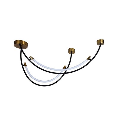 20W Hængelampe - LED (L100x60cm), 3000K, Sort+Messing, Hus