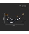 20W Hængelampe - LED (L100x60cm), 3000K, Sort+Messing, Hus