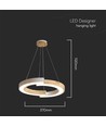 32W LED designer pendel - Ø43cm, hvid med trædetaljer, 3000K, 4000lm