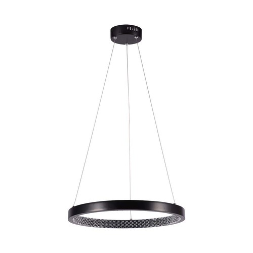 19W hængelampe - LED, 40cm, 3000K, krystal akryl, indvendig, sort, hus