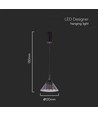 VT-810 LED Hængelampe 9W - 19.5x17.5x100cm, 4000K, sort