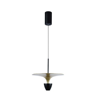 9W LED pendel / hængelampe - 4000K, 1000lm, sort/guld, 30x320cm, inkl. lyskilde