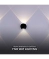 2W rund 2-vejs væglampe - IP54, sort, op/ned lys, 3000K, inkl. lyskilde