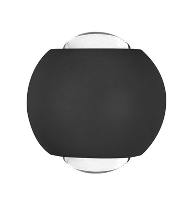 2W LED COB væglampe, op/ned lys - IP54, sort aluminium, 4000K, 4,2 x 4 cm