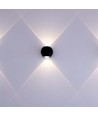 2W LED COB væglampe, op/ned lys - IP54, sort aluminium, 4000K, 4,2 x 4 cm