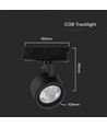 30W LED COB Skinnespot - 3i1 Sort Hus