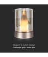 2W LED Kertepære - Bordlampe, 3000K, Champagne Guld, Amberglas