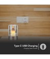 2W LED Kertepære - Bordlampe, 3000K, Champagne Guld, Amberglas