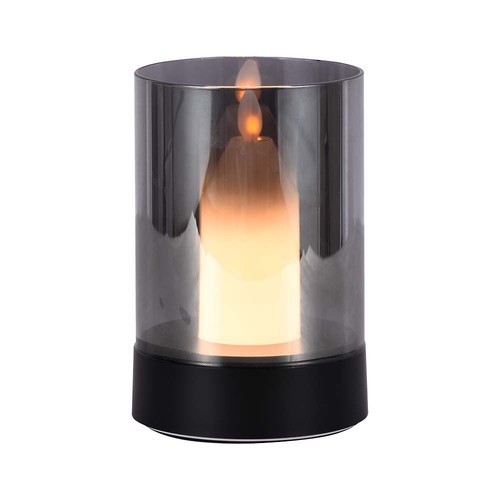 2W LED kertepære - Bordlampe, 3000K, Sort, Lampe+Røget Glas